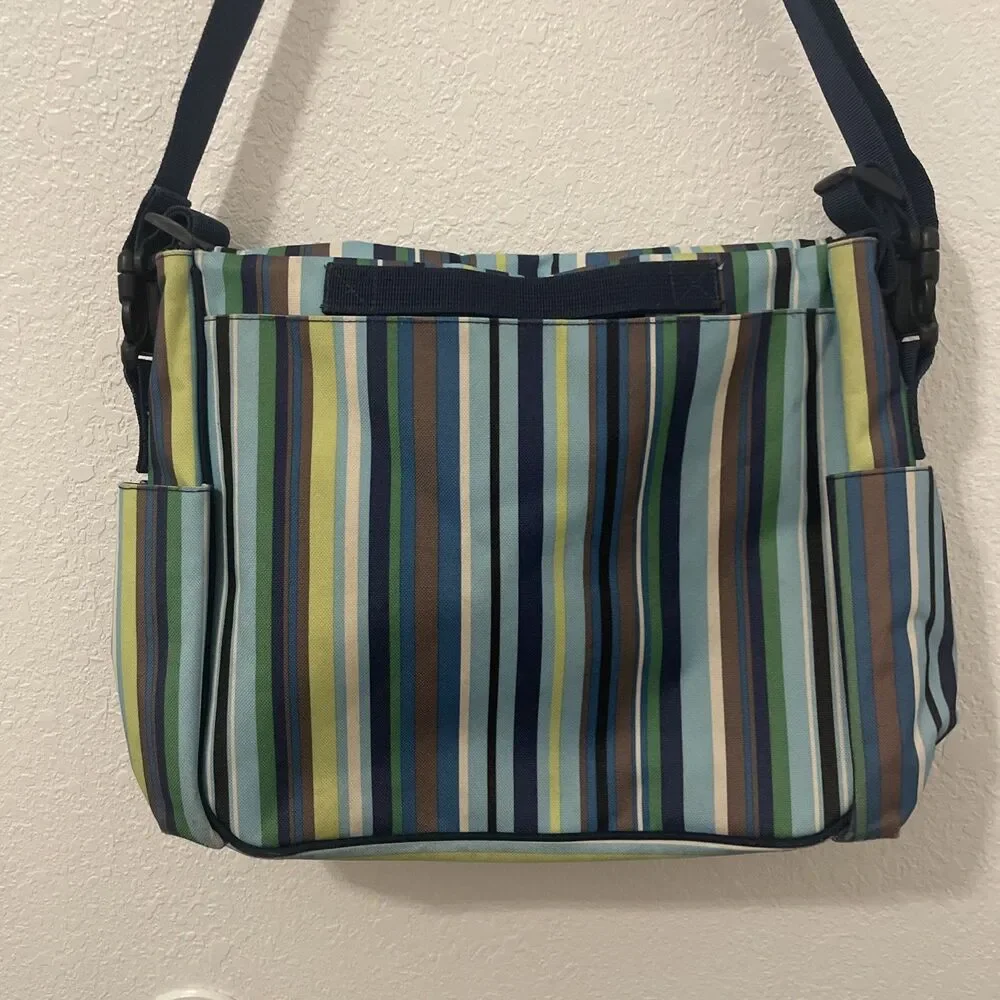 Skip Hop Baby Diaper Bag Unisex Blue Brown Stripes Dad Bag See